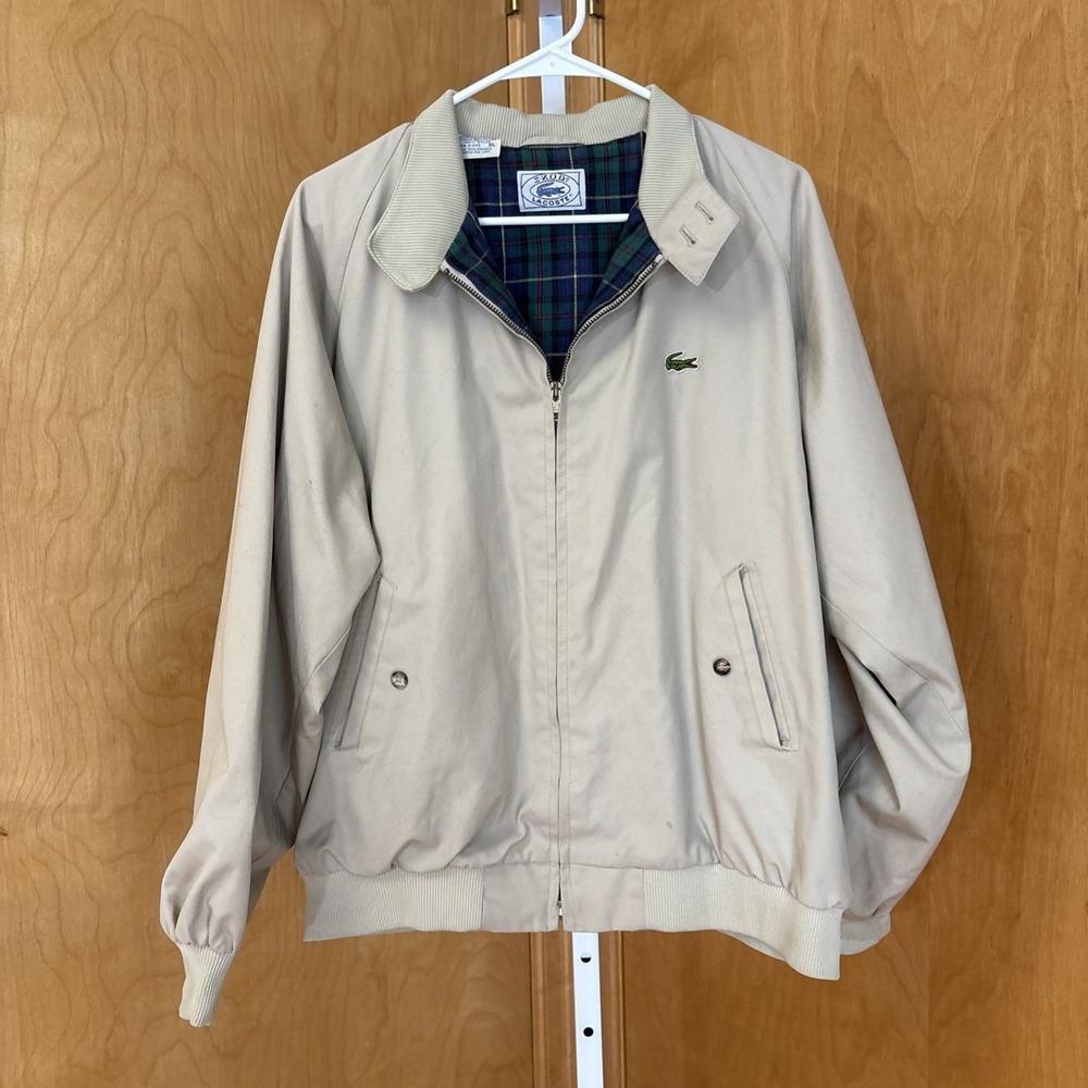 Lacoste Jacket VTG IZOD Lacoste 70s 80s Jacket Color Pop Plaid Lining Sz XL‎